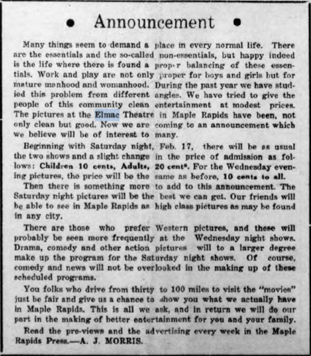 Elmac Theater - Jan 1940 Announcement (newer photo)